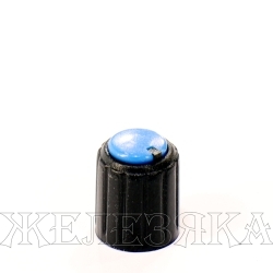 Ручка приборная 10.0х11.0мм круглая с индикаторной линией пластик черная с синей вставкой