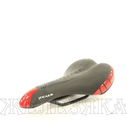 Седло велосипедное ZEUS Z-6300 MTB Sport 280*140мм сталь анатомическое черное/красное