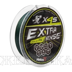 Шнур Extrasense X4S PE Green 92m 2.5/38LB 0.28mm (HS-ES-X4S-2.5/38LB) Helios