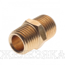 Соединитель резьбовой ER-MM04/04:наруж. резьба 1/4"x1/4" ЭВРИКА /1/10