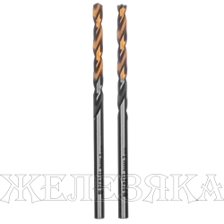 Сверло спиральное по металлу 3 x 61мм, Р6М5, Golden Tip, многогранная заточка, 2шт.// Denzel