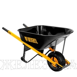 Тачка строительная, усиленная, объем 130 л, 230 кг, колесо 15х6.00-6// Denzel