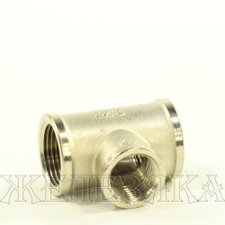 Тройник переходной F3/4"-F3/4"-F1/2" никелированная латунь GENERAL FITTINGS