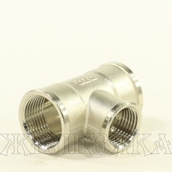 Тройник переходной F3/4"-F3/4"-F1/2" никелированная латунь RTP