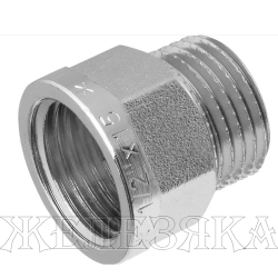 Удлинитель M1/2"-F1/2" L+15мм с фланцем, никелированная латунь MASTERPROF