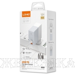 Устройство зарядное для мобильных устройств LDNIO QC3.0+кабель Type-C 220v