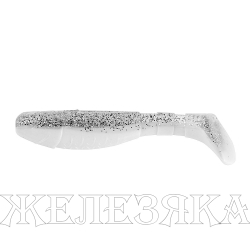 Виброхвост несъедоб. Chubby 3,55"/9 см White & Sparkles 100шт. (HS-4-002-N) Helios