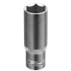 Головка торцевая удлиненная, 21 мм, 6-гранная, CrV, под квадрат 1/2"// Stels