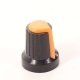 Ручка приборная 15.5х17.0мм круглая пластик черная с оранжевой вставкой