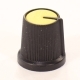 Ручка приборная 15.0х15.0мм круглая с индикаторной линией пластик черная с желтой вставкой