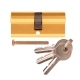 Личинка замка 70мм ключ-ключ, латунь, 3 ключа, блистер ФАБРИКА ЗАМКОВ