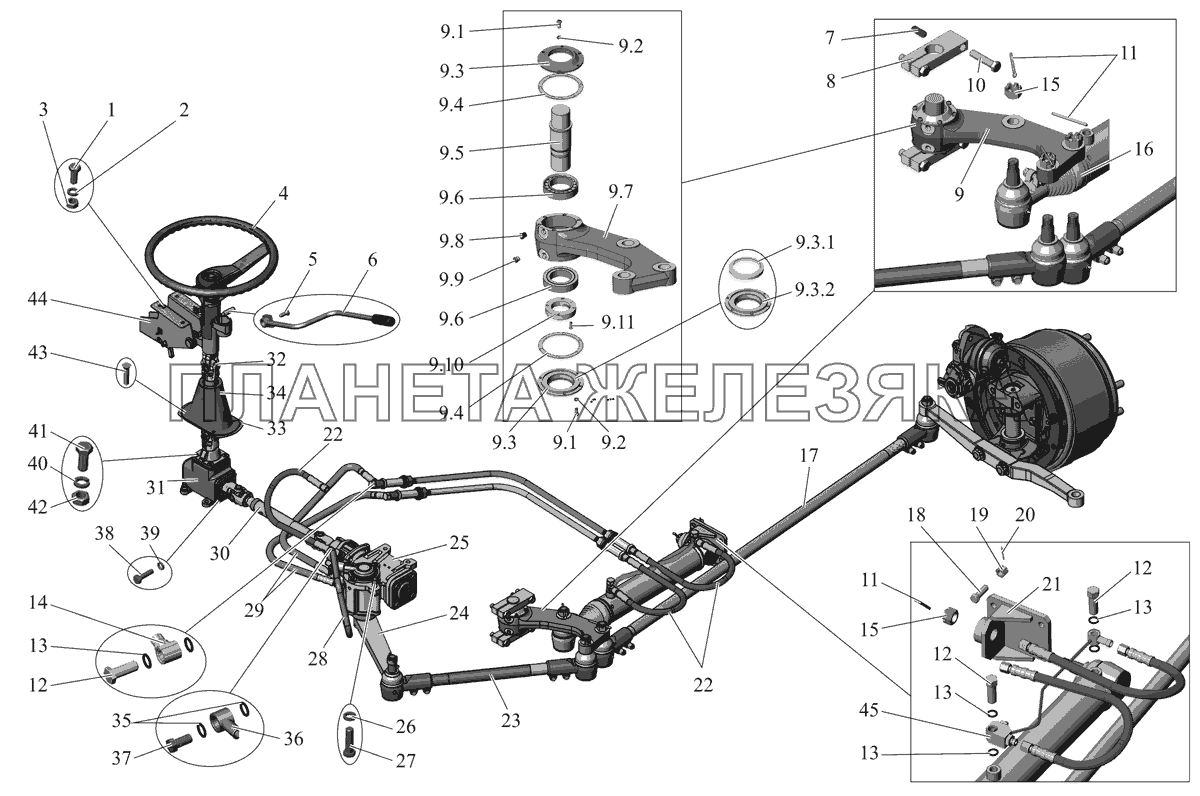 Механизм рулевой с усилителем и тягами 103-3400001 (с сентября 2006 г.) МАЗ-103 (2011)