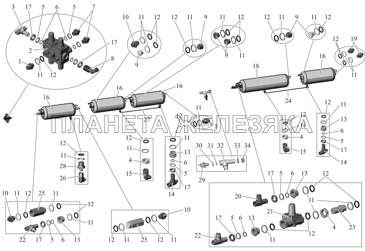 Блок ресиверов левый и защитные устройства 103-3513005 МАЗ-103 (2011)