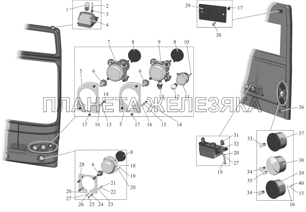 Установка наружной светотехники для МАЗ 103400 МАЗ-103 (2011)