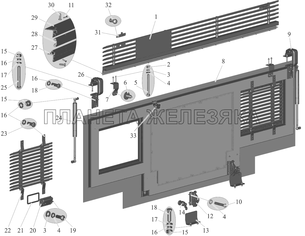 Установка крышки люка моторного отсека 104-5600020 МАЗ-104 (2011)