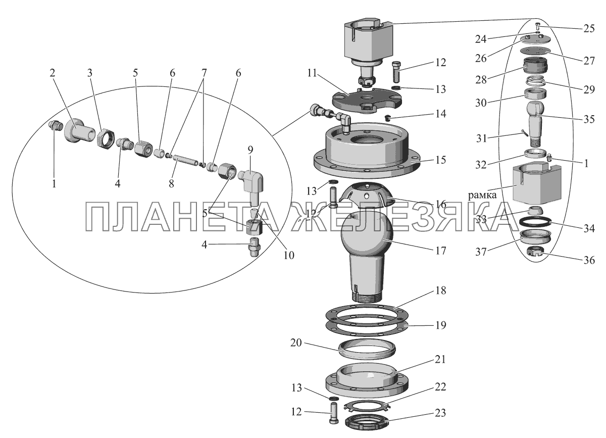 Установка узла сочленения 105-2707001-10 МАЗ-105 (2011)