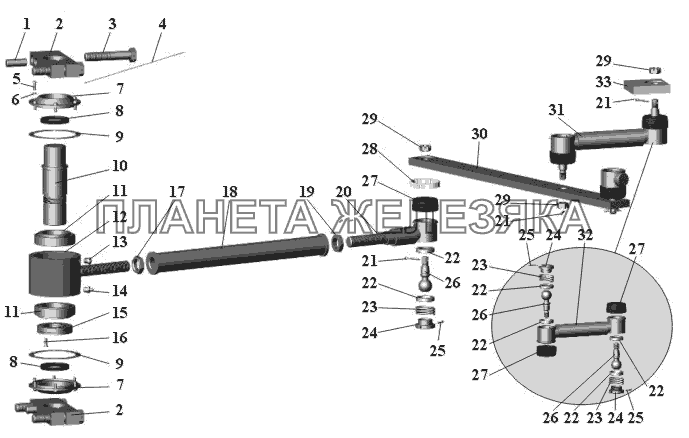 Установка механизма поворота рамки (с ноября 2001 г. по декабрь 2003 г.) 105-2724001-10 МАЗ-105 (2011)