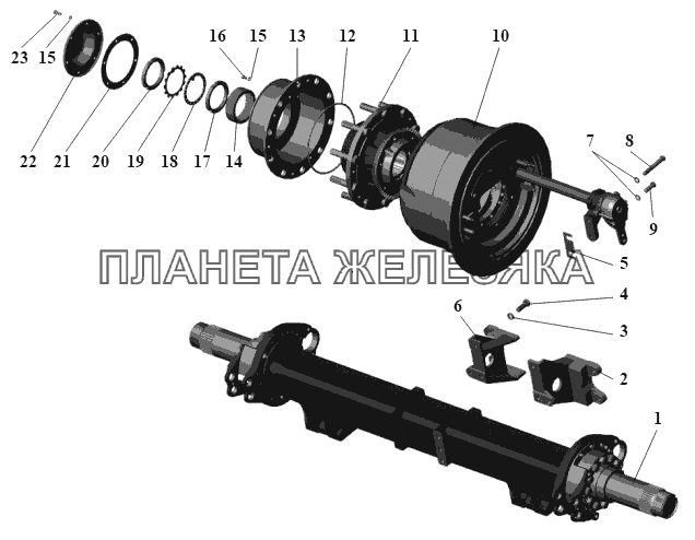 Ось второй секции 105-2410007 МАЗ-105 (2011)