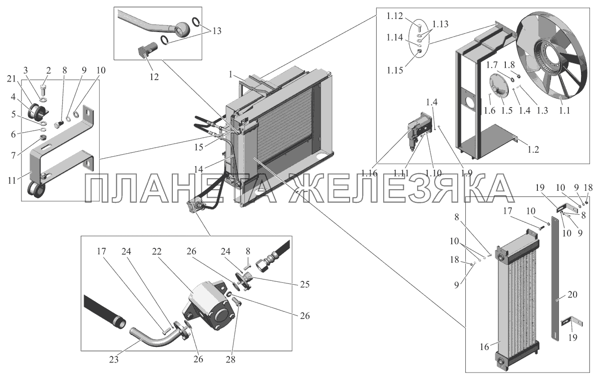 Установка системы гидропривода вентилятора 107-1300030-65 МАЗ-107 (2011)