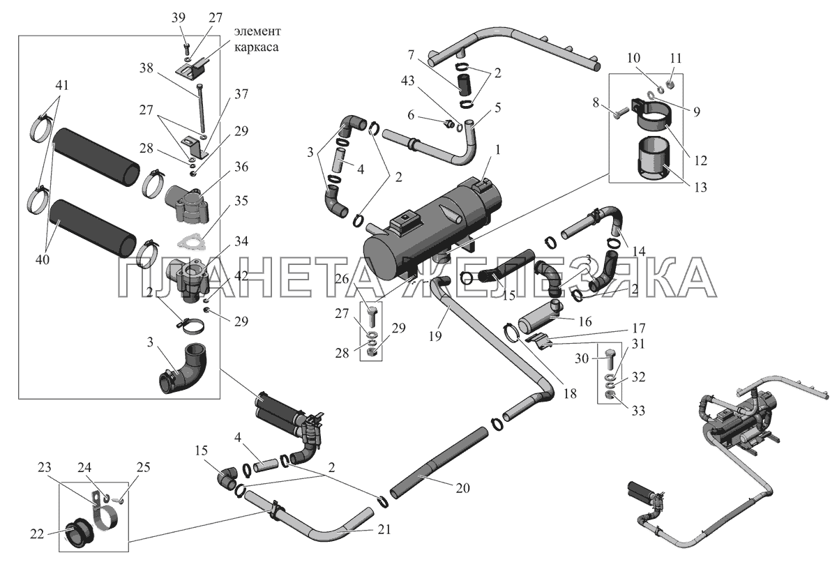 Установка подогревателя 206060-1000022 МАЗ-206/226