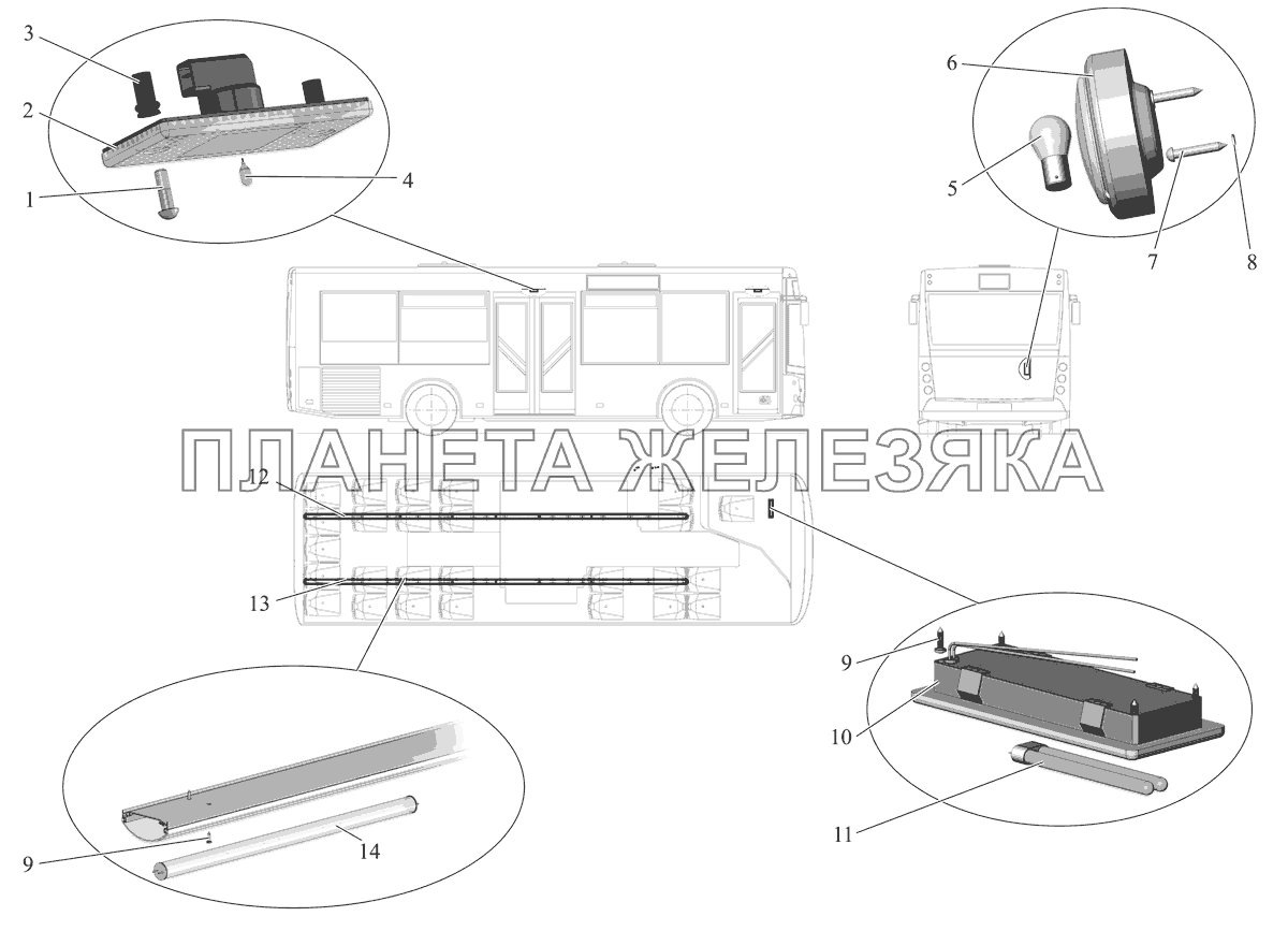 Установка внутренней светотехники МАЗ-206/226