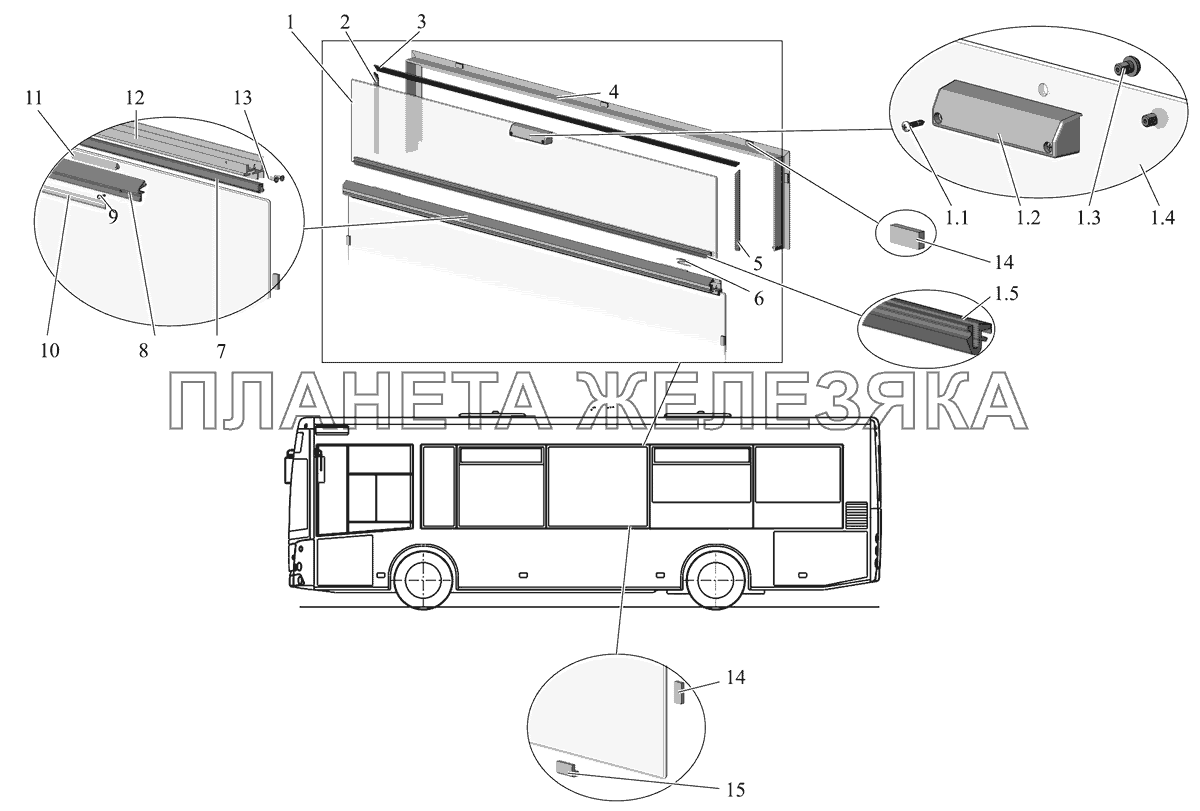 Установка стекол на МАЗ 206 206065-5200010-2 МАЗ-206/226