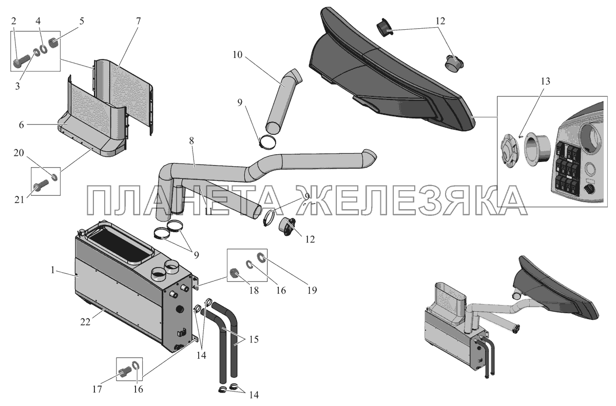 Установка фронтального отопителя 203065-8100006 МАЗ-206/226