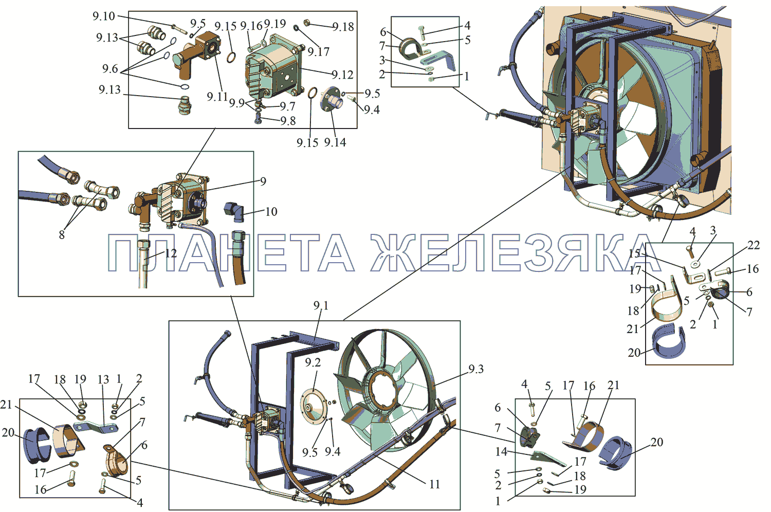 Установка гидропривода вентилятора (лист 2) МАЗ-215