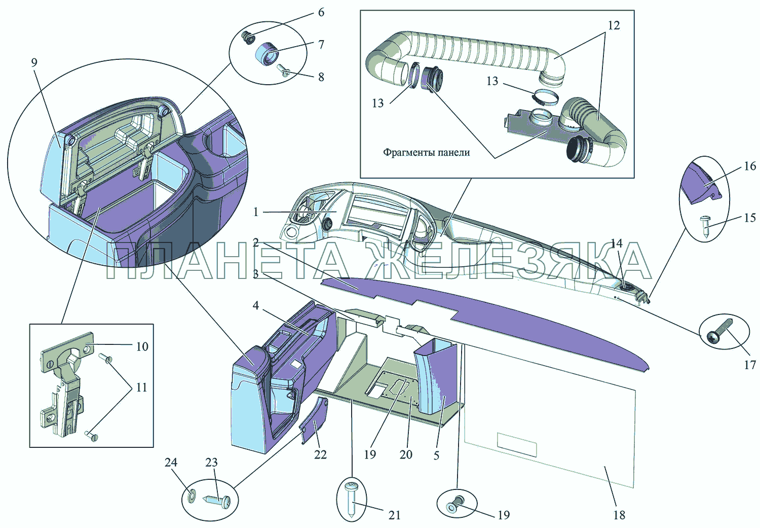 Установка панели передка 203076-5300510 МАЗ-215