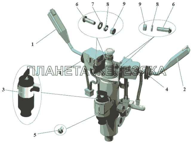 Установка подрулевых переключателей и замка зажигания 103-3700084 МАЗ-231