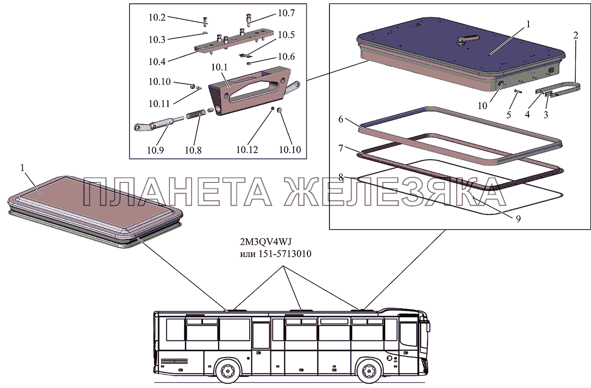 Установка люков крыши 203062-57130003 МАЗ-231