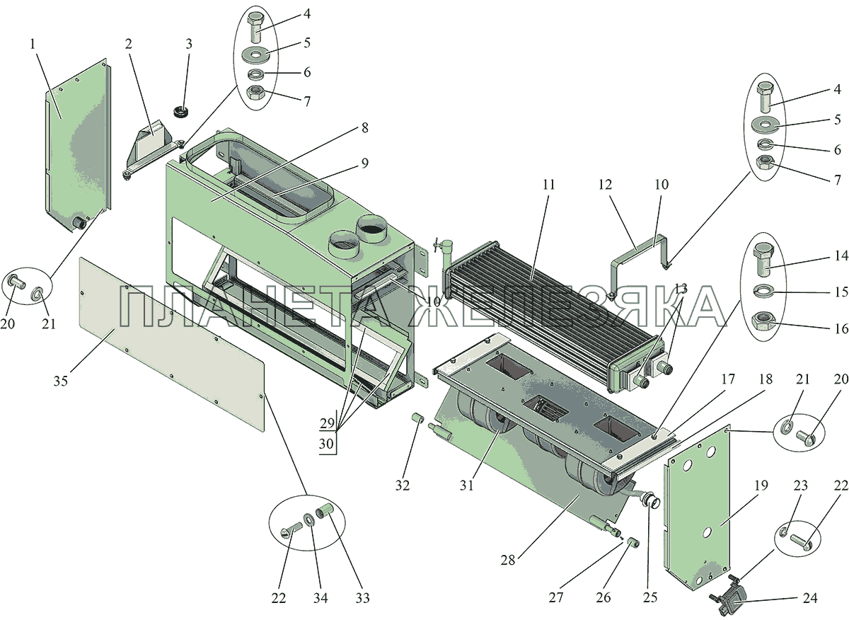 Фронтальный отопитель 103065-8101002 МАЗ-231