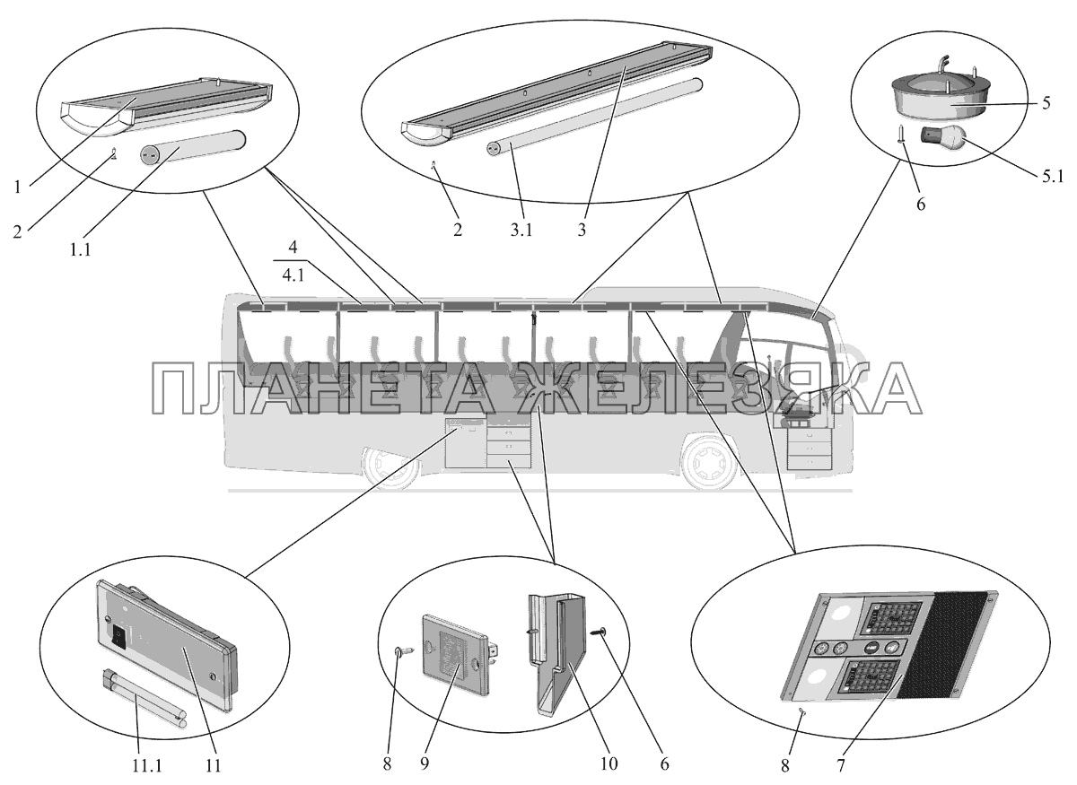 Установка внутренней светотехники МАЗ-251