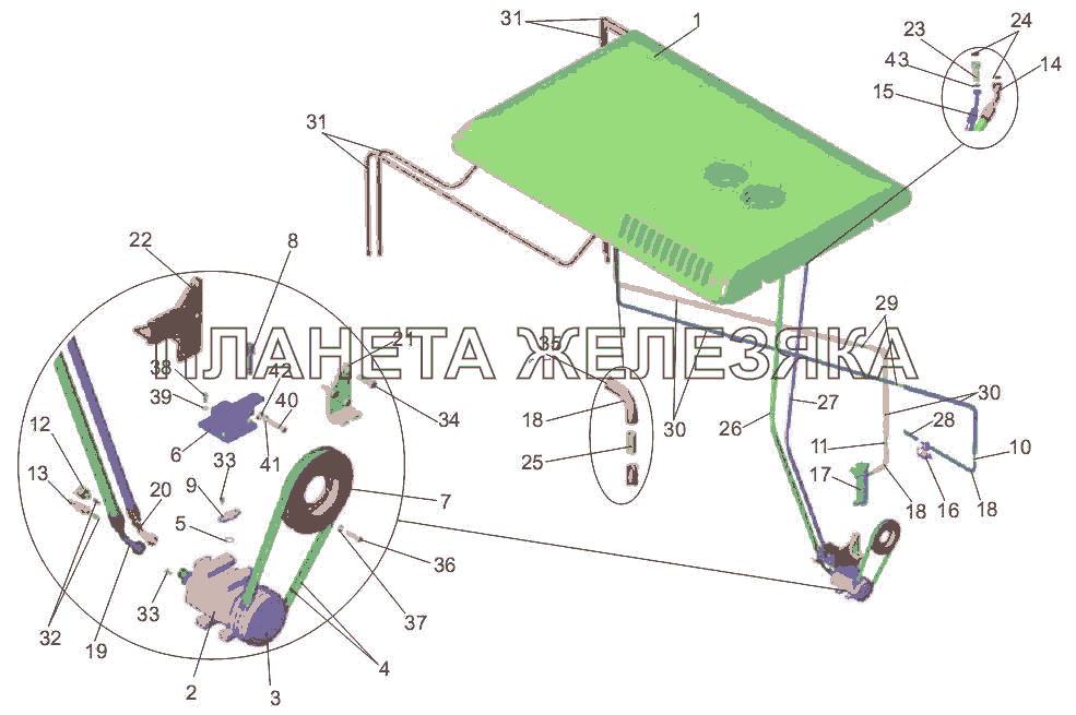 Установка кондиционера СС170Т МАЗ-256 (вариант)