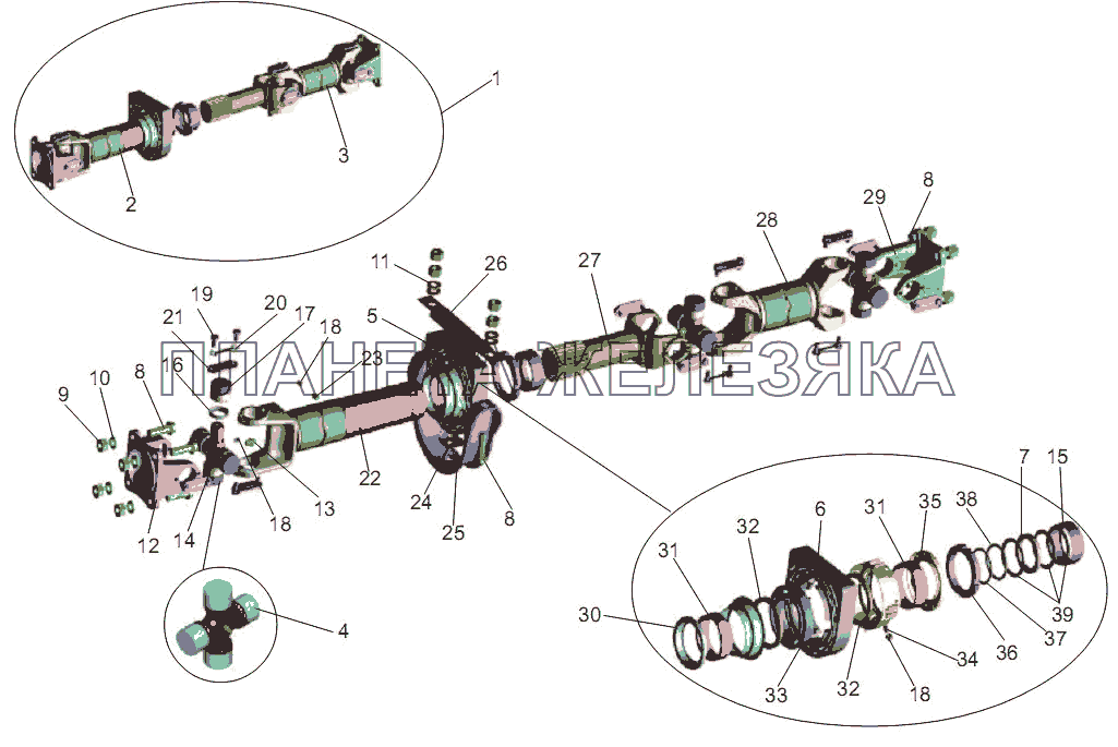Карданная передача МАЗ-256 (вариант)