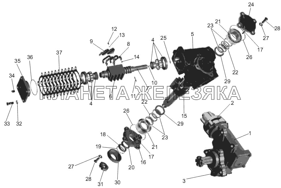Механизм рулевой с распределителем МАЗ-256 (вариант)