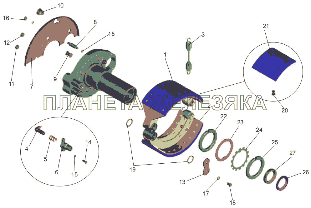 Тормоз задний МАЗ-256 (вариант)