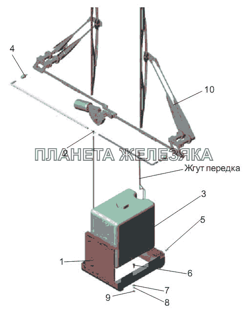 Установка стеклоомывателя МАЗ-256 (вариант)