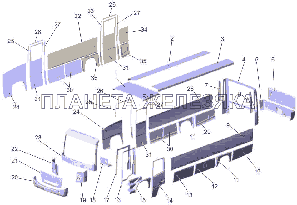 Детали кузова МАЗ-256 (вариант)
