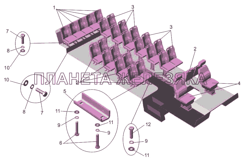 Установка сидений МАЗ-256 (вариант)