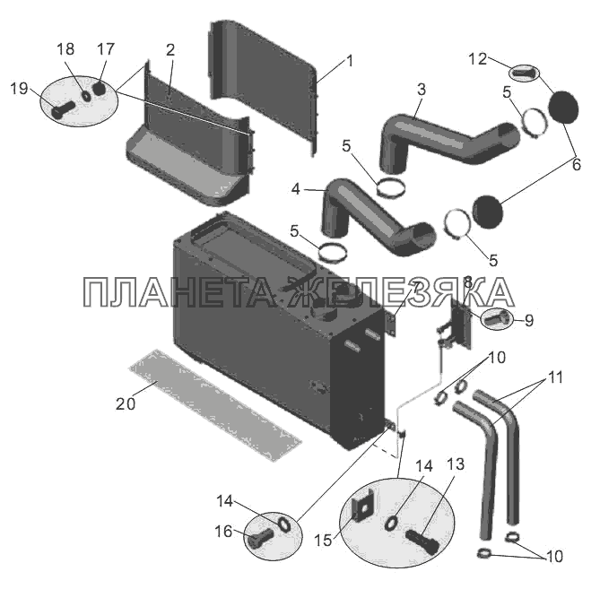 Установка фронтального отопителя МАЗ-256 (вариант)