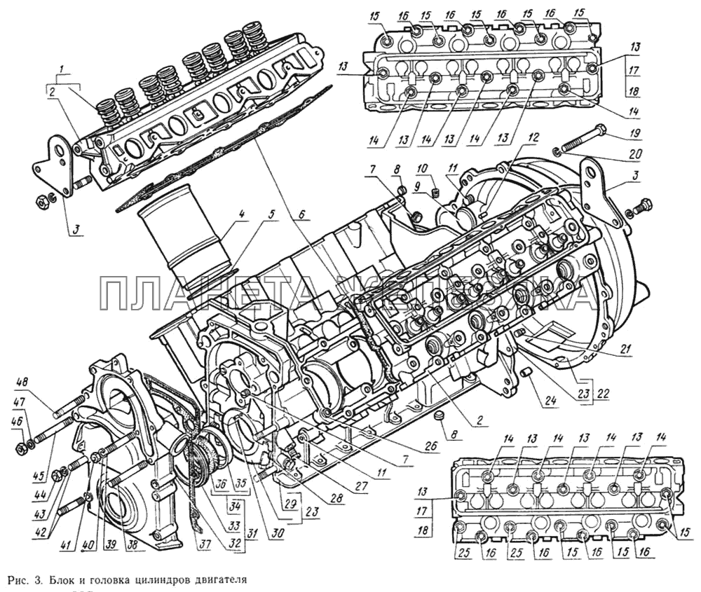 Блок и головка цилиндров двигателя ГАЗ-14 (Чайка)