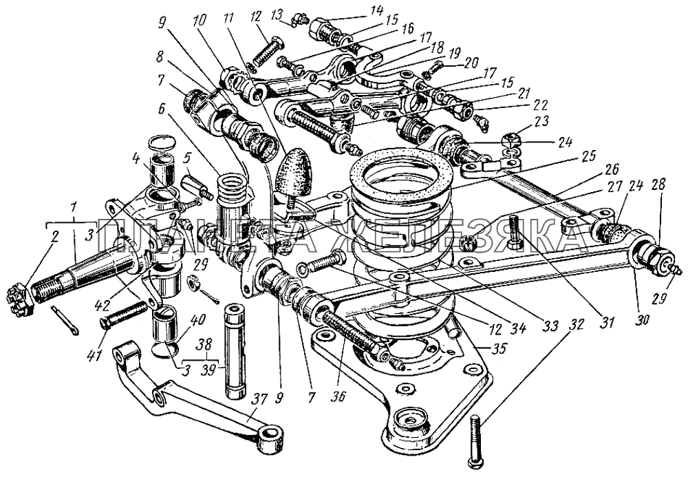 Передняя подвеска ГАЗ-21 (каталог 69 г.)