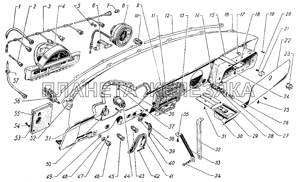 Панель приборов ГАЗ-21 (каталог 69 г.)