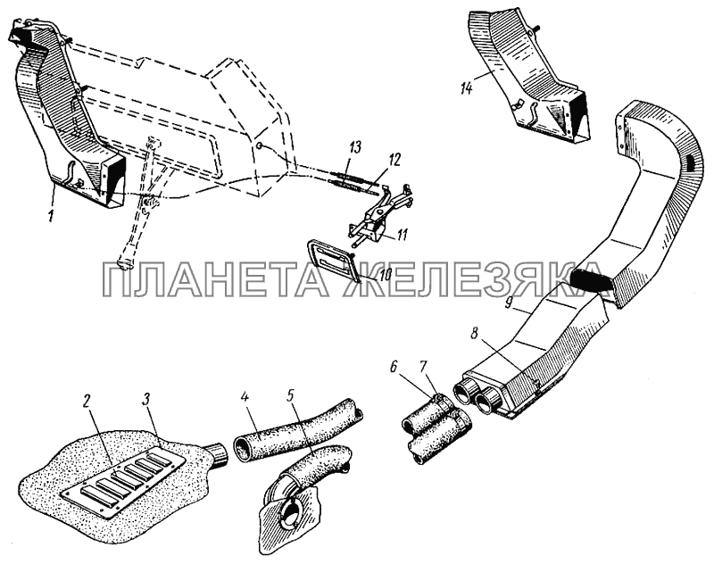 Привод вентиляции передка и отопление ГАЗ-21 (каталог 69 г.)
