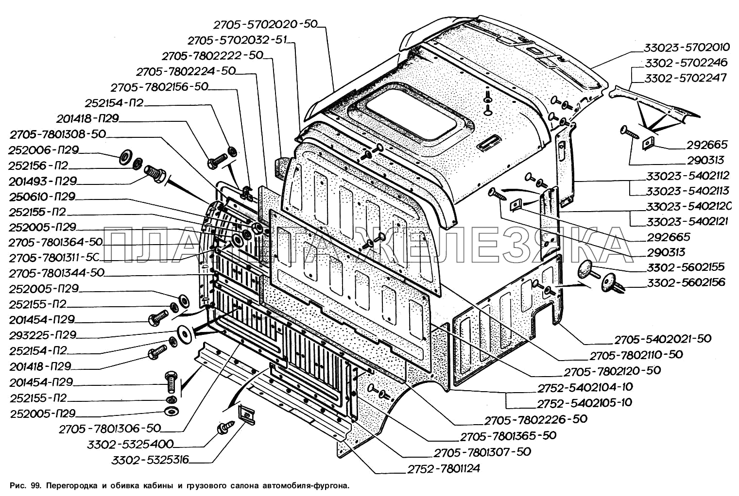 Перегородка и обивка кабины и грузового салона автомобиля-фургона ГАЗ-2217 (Соболь)