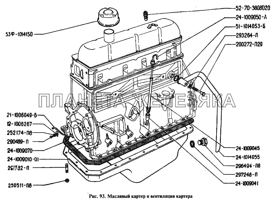 Масляный картер и вентиляция картера ГАЗ-24