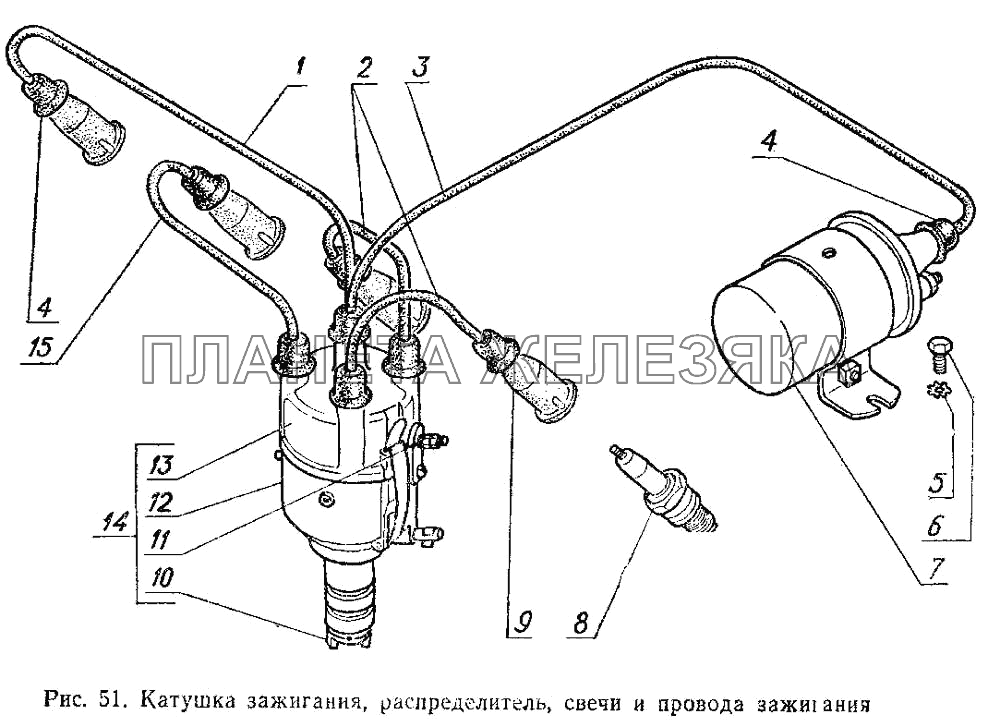 Катушка зажигания, распределитель, свечи и провода зажигания ГАЗ-3102