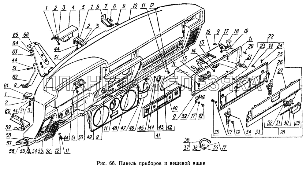Панель приборов и вещевой ящик ГАЗ-3102
