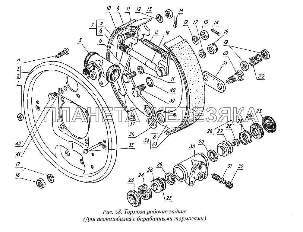 Тормоза рабочие задние (для автомобилей с барабанными тормозами) ГАЗ-31029
